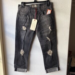 Current/Elliott Black Distressed Boyfriend Jeans
